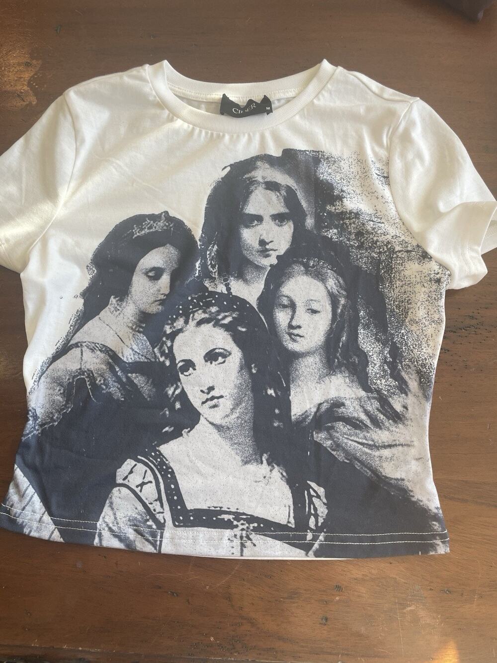 Cider Size White Vintage Ladies Graphic Tee Shirt Trim Coquette. New crop M